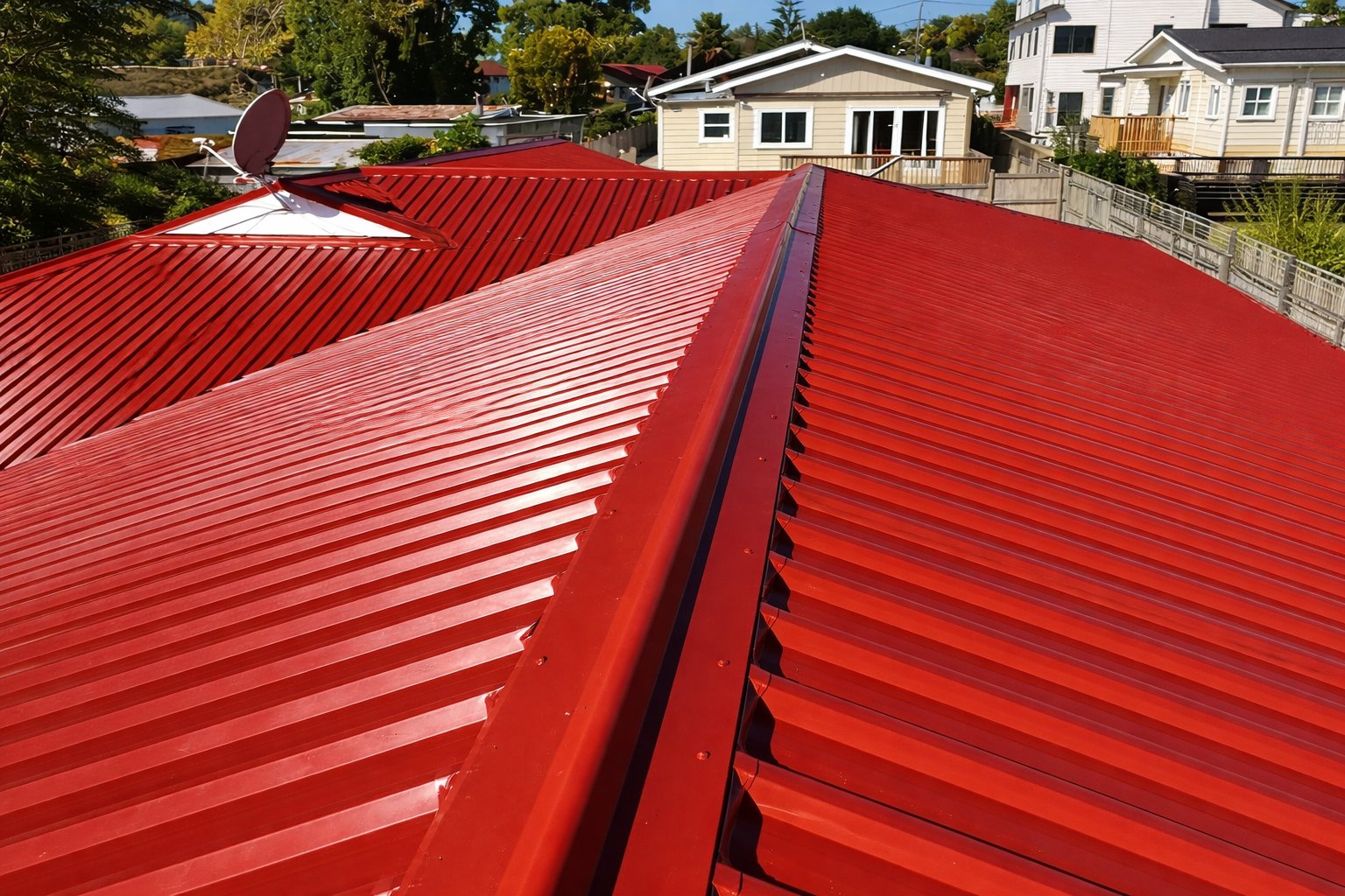 Roof painting Auckland — freshly painted iron roof